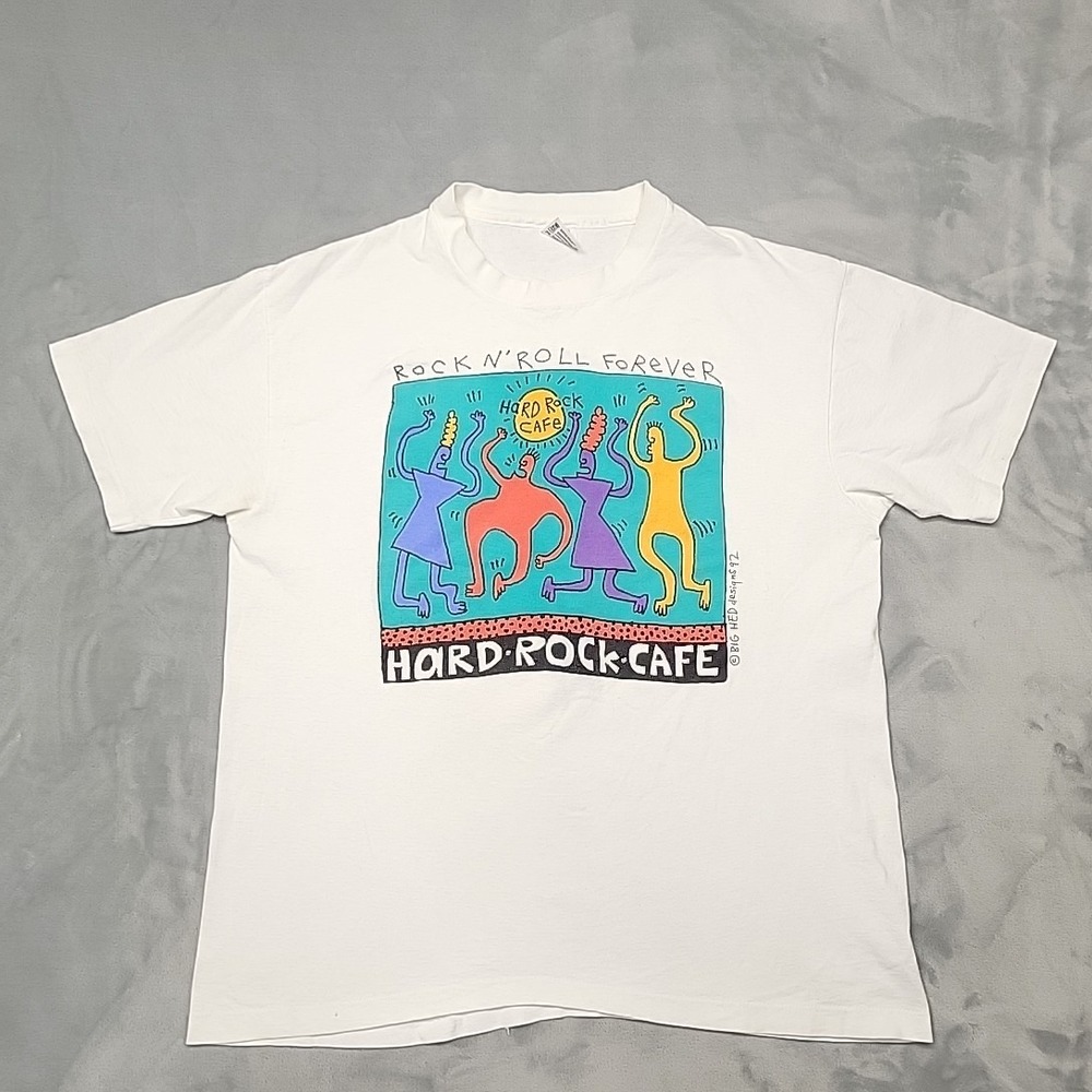 VTG Hard Rock Cafe Shirt Mens XL White Rock N Roll Forever Honolulu Made In USA
